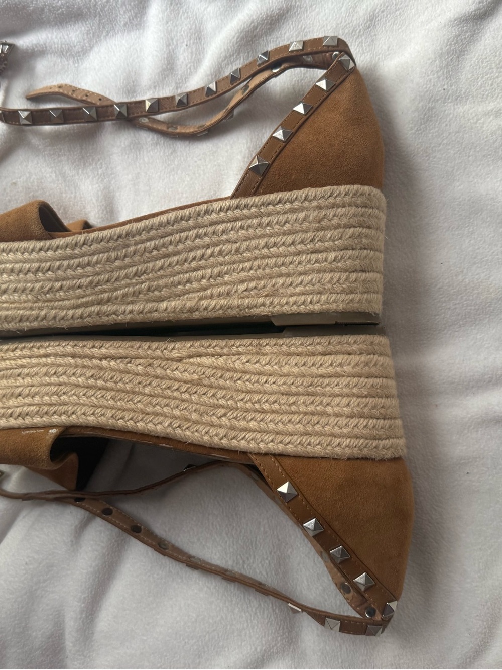 Marc Fisher light Brown Suede Ankle-Strap Espadrille Sandals - Picture 5 of 8